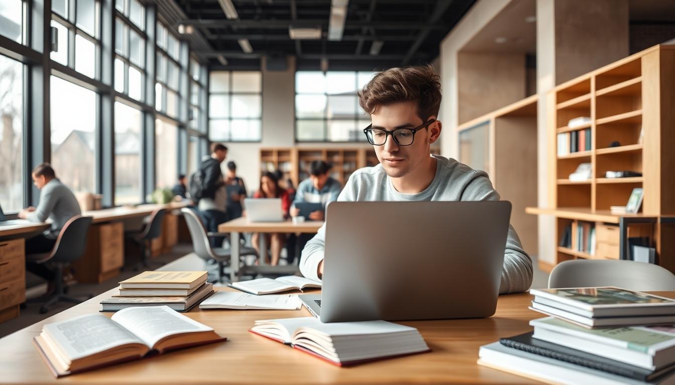 Students collaborating in study space